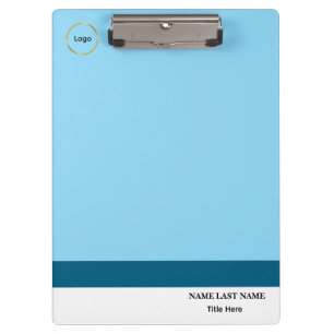 Custom Logo Elegant Dusty Blue White Clipboard
