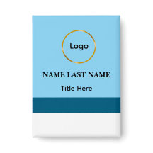 Custom Logo Elegant Dusty Blue White Magnet