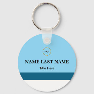 Custom Logo Elegant Dusty Blue White Magnet Keychain