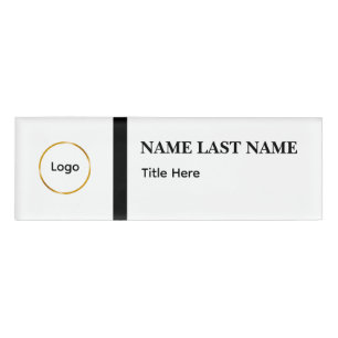 Custom Logo Elegant Dusty Blue White Magnet Name Tag