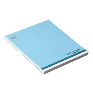 Custom Logo Elegant Dusty Blue White Magnet Notepad