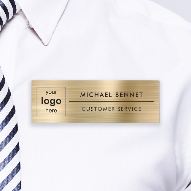 Custom Logo Elegant Gold Professional Business Name Tag (Custom Logo Elegant Gold Professional Business Name Tag)