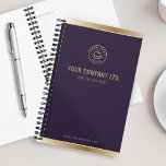 Custom Logo Elegant Purple Gold Planner<br><div class="desc">Organize your daily tasks with this luxurious custom business logo planner design. A deep royal purple backdrop is beautifully accented with bold gold foil details,  creating a regal and sophisticated aesthetic.</div>