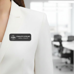 Custom Logo Employee Black Magnetic Safety pin Name Tag
