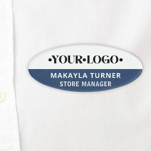 Custom Logo Employee Blue Name Tag