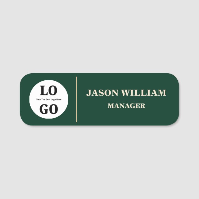 Custom Logo Employee Executive Emerald Name Tag (Front)