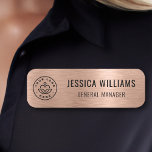 Custom Logo Employee Faux Brushed Rose Gold Name Tag<br><div class="desc">Make a sophisticated statement with this faux brushed rose gold name tag design. The sleek, rounded rectangular shape and elegant font create a professional and polished look. The subtle shimmer of the metallic finish adds a touch of luxury, making it perfect for high-end events or corporate settings. Customize with your...</div>