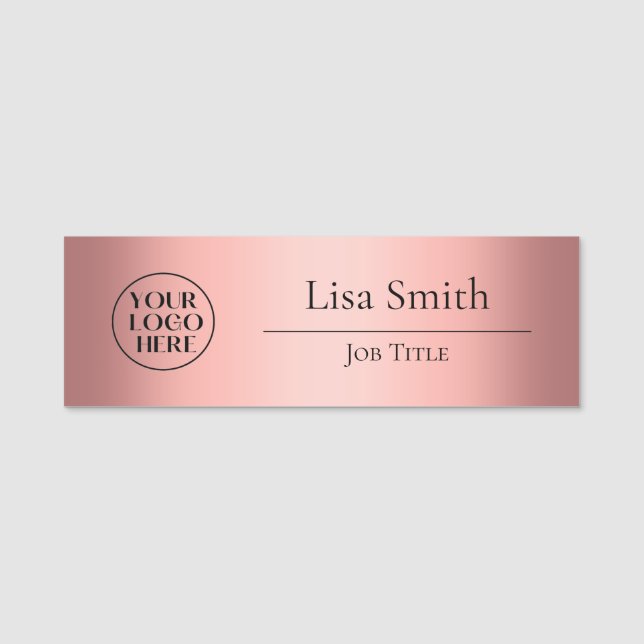 Custom Logo Employee ID Blush Pink Name Tag (Front)