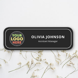 Custom Logo Employee Magnetic Company Black Name Tag