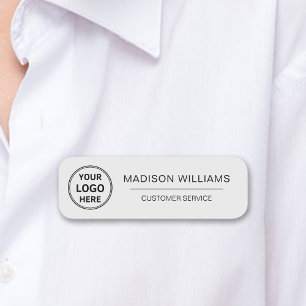 Custom Logo Employee Magnetic Grey Name Tag
