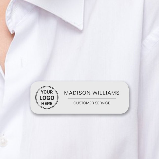 Custom Logo Employee Magnetic Grey Name Tag (Custom Logo Employee Magnetic Gray Name Tag)