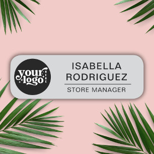 Custom Logo Employee Magnetic Or Safety Pin Grey Name Tag