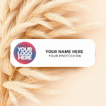 Custom Logo Employee magnetic or safety pin Name Tag<br><div class="desc">Easily personalize this Custom Safety Employee Pin with name, profession, job title and business logo. A simple and elegant business design in black and white colours fully customizable, sans-serif basic and modern fonts and a professional and clear look. Available with safety pin back or magnetic back fastener, with rounded corners...</div>