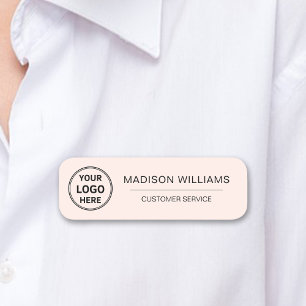 Custom Logo Employee Magnetic Pale Pink Name Tag