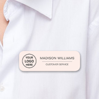 Custom Logo Employee Magnetic Pale Pink Name Tag