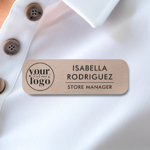 Custom Logo Employee Magnetic Pin Faux Bronze Name Tag