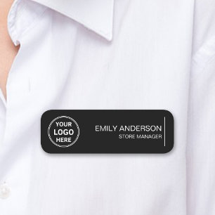 Custom Logo Employee Magnetic Safety Pin Black Name Tag