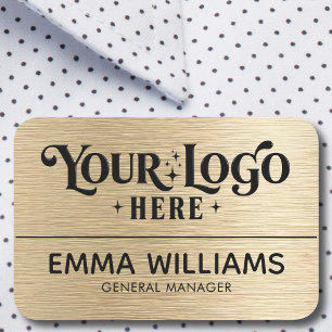 Custom Logo Employee Magnetic Safety Pin Faux Gold Name Tag