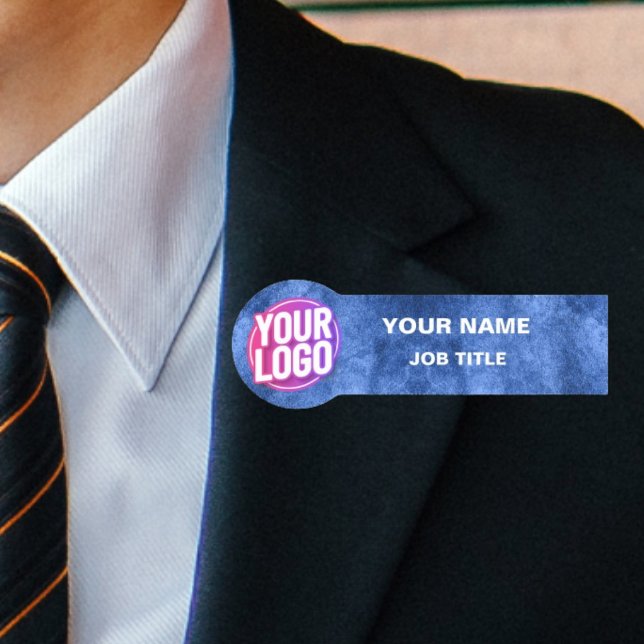 Custom Logo Employee Mat Blue Metallic Name Tag (Creator Uploaded)