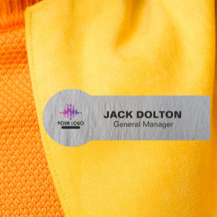 Custom Logo Employee Metallic Silver Name Tag