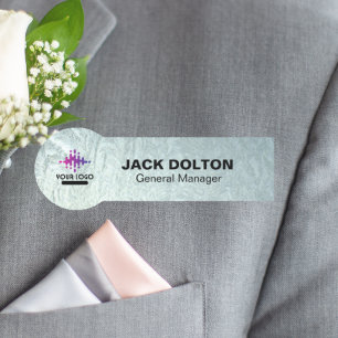 Custom Logo Employee Metallic Silver Name Tag