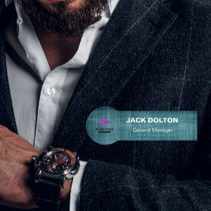 Custom Logo Employee Metallic Silver Name Tag