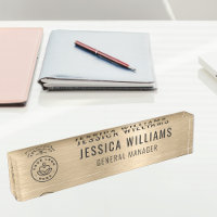 Custom Logo Employee Name Luxury Faux Brushed Gold