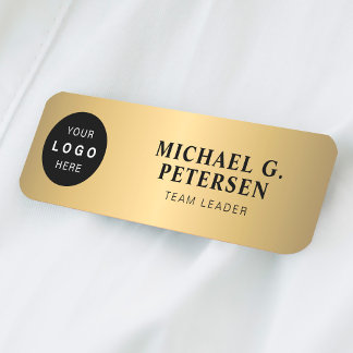 Custom logo employee name title gold magnetic tag
