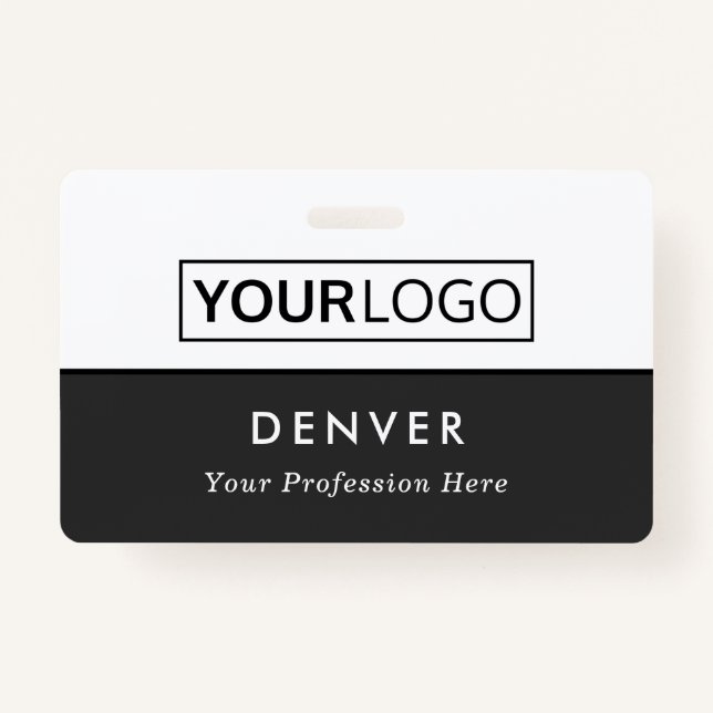 Custom logo employee name title grey and white id badge (Front)