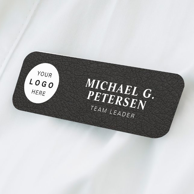 Custom logo employee name title leather magnetic tag (Creator Uploaded)