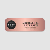 Custom logo employee name title rose gold magnetic