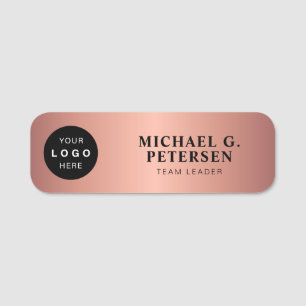 Custom logo employee name title rose gold magnetic tag