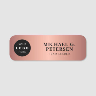 Custom logo employee name title rose gold magnetic tag