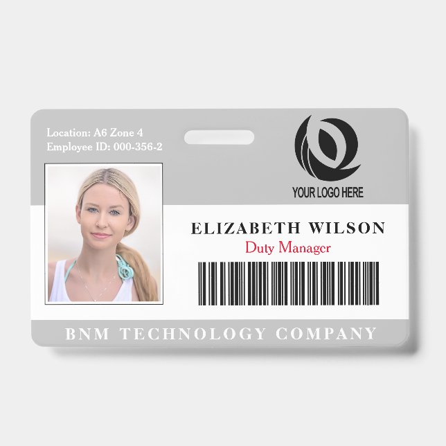 Custom Logo Employee Photo  Company Security Badge (Front)