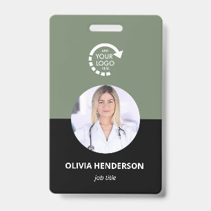 Custom Logo Employee Photo ID   Sage Green Badge