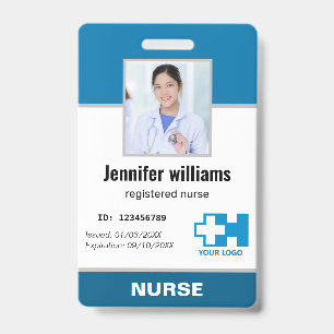 Custom Logo Employee Photo Name Nurse elegant ID Badge