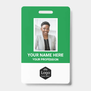 Custom Logo Employee Photo Personalized Green Badge