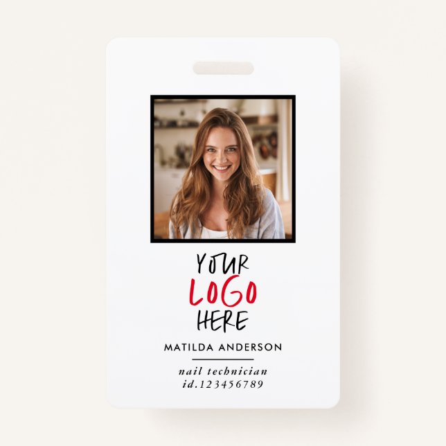 Custom Logo Employee QR Code Personalized Business Badge (Front)