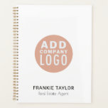 Custom Logo Employee Real Estate Agent Custom 2026 Planner<br><div class="desc">Modern minimalist name tags template to add your business logo, employee's name and current job title or just the company name. Customize the fonts used and the background colour which is white with the design tool to match your brand colours.</div>