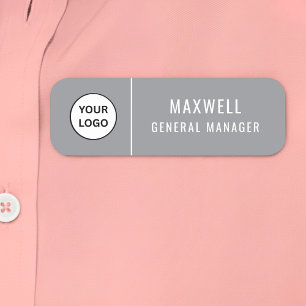 Custom Logo Employee Staff Safety Pin Ash Name Tag