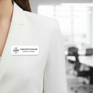Custom Logo Employee White Magnetic Safety pin Name Tag