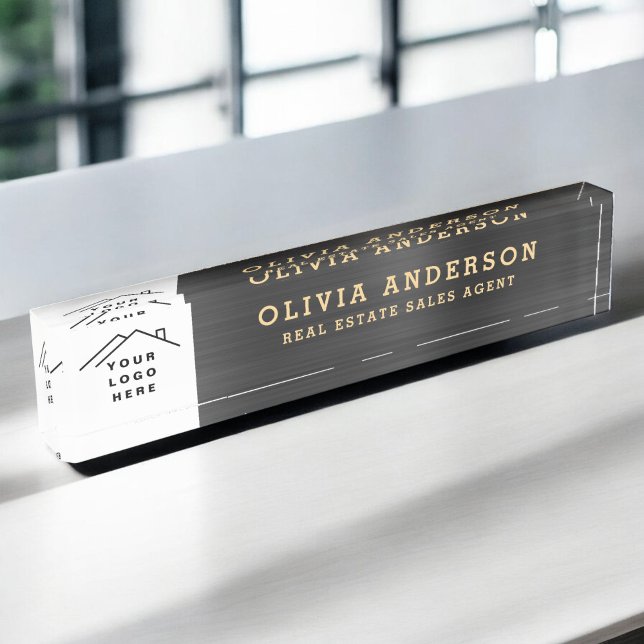 Custom Logo Executive Black Gold Professional Nameplate (Creator Uploaded)