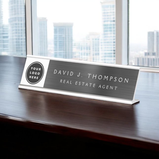 Custom Logo Executive Black Professional Desk Name Plate (Creator Uploaded)