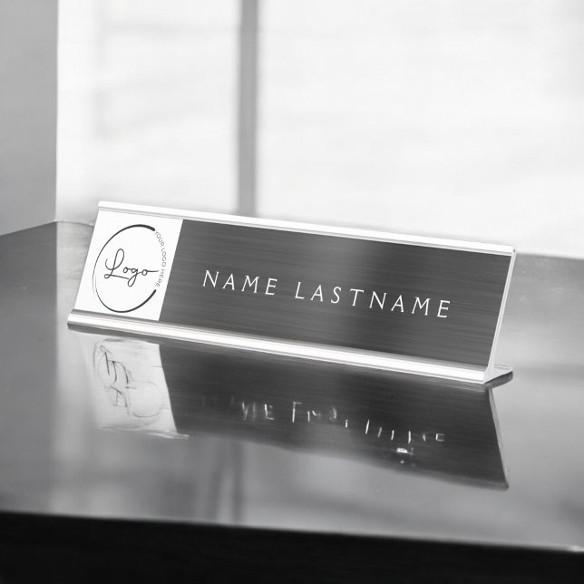 Custom Logo Executive Black Professional Desk Name Plate (Creator Uploaded)