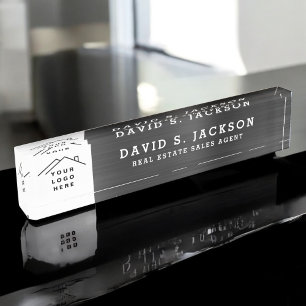 Custom Logo Executive Black Professional Nameplate