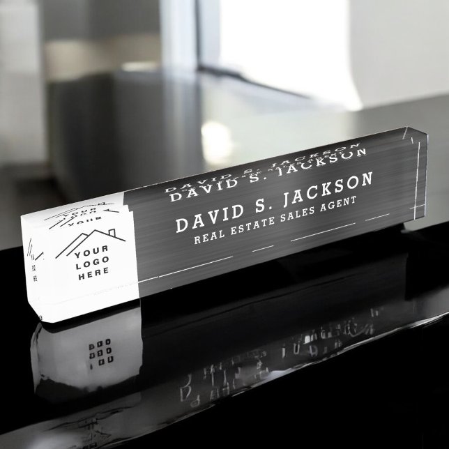 Custom Logo Executive Black Professional Nameplate (Creator Uploaded)