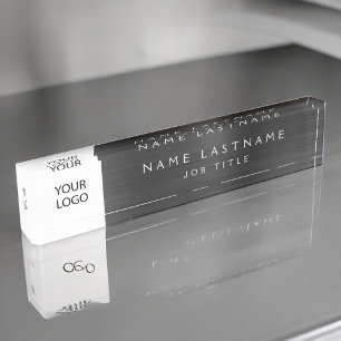 Custom Logo Executive Black Professional Nameplate