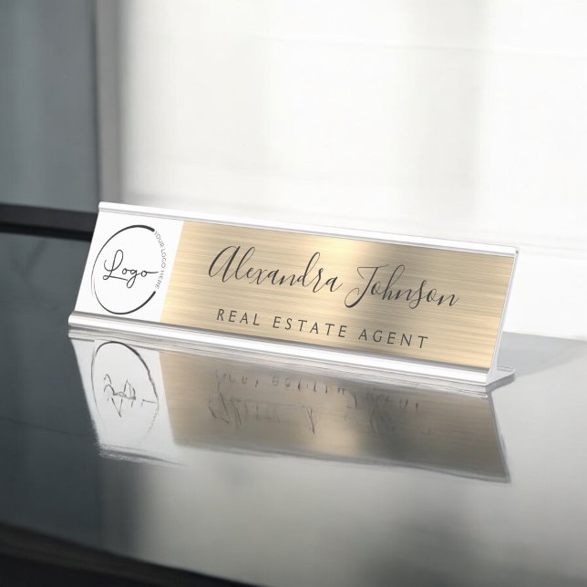 Custom Logo Executive Gold Professional Desk Name Plate (Creator Uploaded)