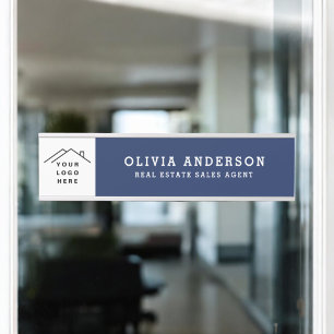 Custom Logo Executive Navy Blue Professional Door Sign