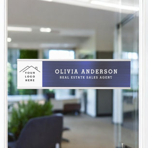 Custom Logo Executive Navy Blue Professional Door Sign